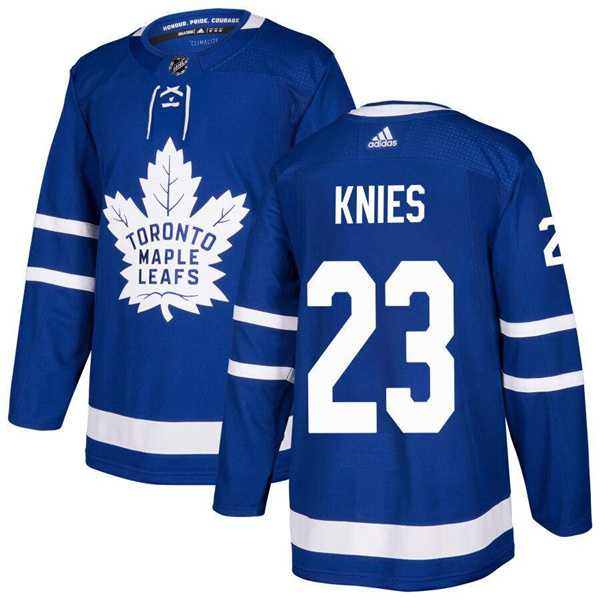 Mens Toronto Maple Leafs #23 Matthew Knies Blue Stitched Jersey Dzhi